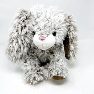 Walmart Realistic Grey/White Long Fur Bunny Plush 13”